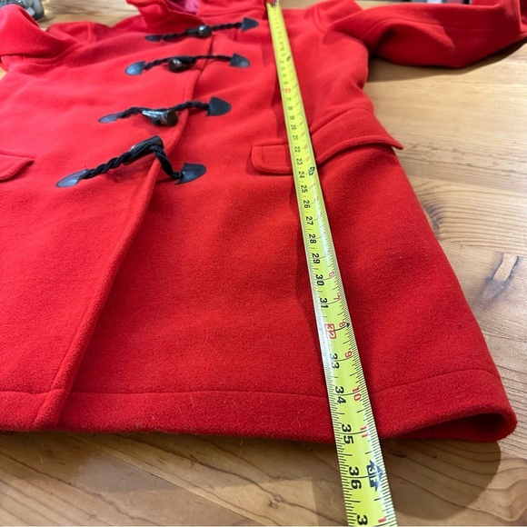 Ralph Lauren Chaps RED Wool Blend Classic Hooded Pea Coat Toggle Closure Sz L - Picture 6 of 8